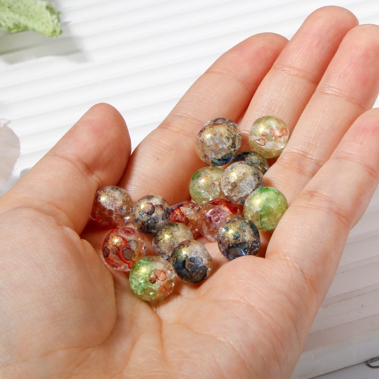 Image de 1 Enfilade (env. 85 Pcs/Enfilade) Perles pour DIY Fabrication de Bijoux de Charme en Verre Rond Multicolore Aquarelle, Env. 10mm Dia, Trou: 1mm, 85cm long
