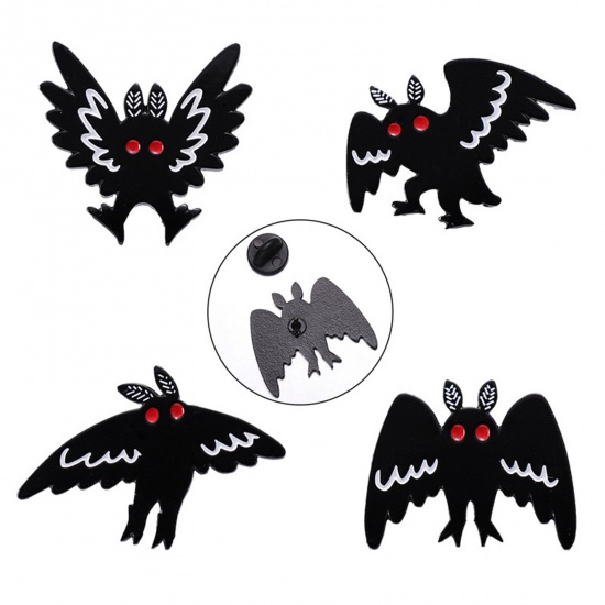 Picture of Punk Pin Brooches Halloween Bat Animal Black Enamel