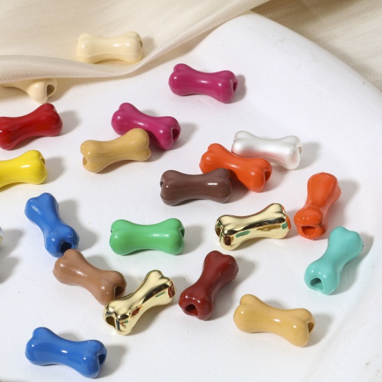 Immagine di 10 Pz Lega di Zinco Memoriale dell'animale Perline per la Creazione di Gioielli con Ciondoli Fai-da-te Multicolore Osso Pittura Circa 15mm x 7mm, Foro:Circa 2.5mm
