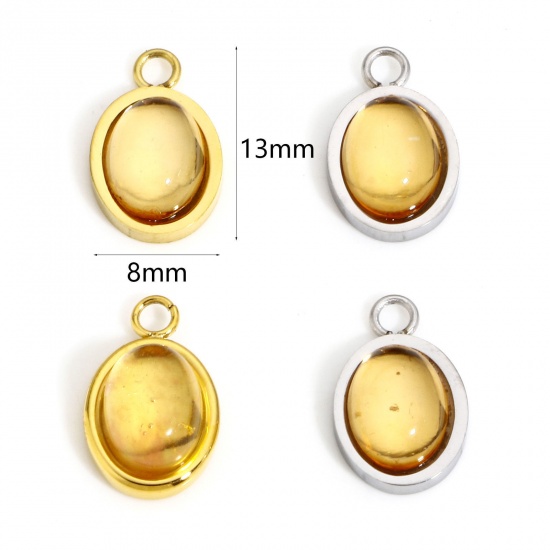 Bild von 1 Stück Umweltfreundliche Vakuumbeschichtung 316L Edelstahl Geometrie Serie Charms Oval Bunt Sektfarben