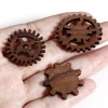 Immagine di 5 Pz Legno Steampunk Cabochon per Abbellimento Ingranaggio Marrone 24mm x 24mm