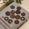 Immagine di 5 Pz Legno Steampunk Cabochon per Abbellimento Ingranaggio Marrone 24mm x 24mm