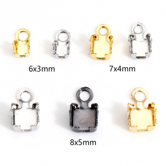 Picture of Brass End Caps For Necklace Bracelet Jewelry Making Square Real Gold Plated                                                                                                                                                                                   
