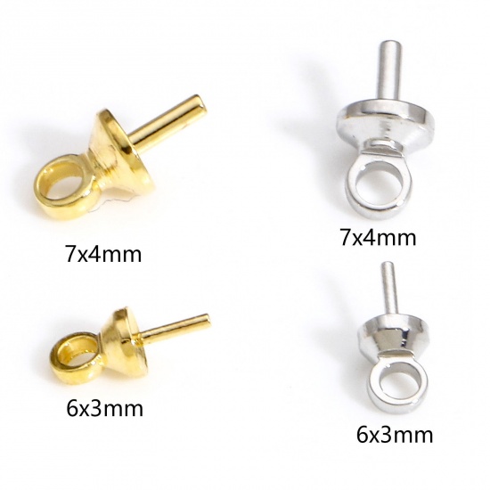 Picture of Brass Pearl Pendant Connector Bail Pin Cap Real Gold Plated                                                                                                                                                                                                   