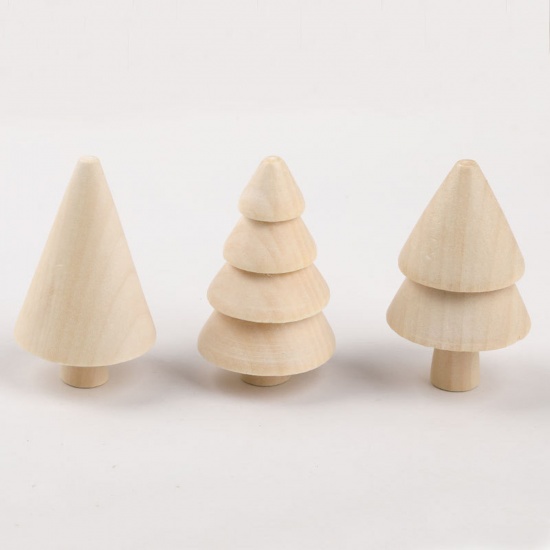 Immagine di 2 Pz Legno Natale Accessori per materiali artigianali fatti a mano fai-da-te Naturale Albero di Natale
