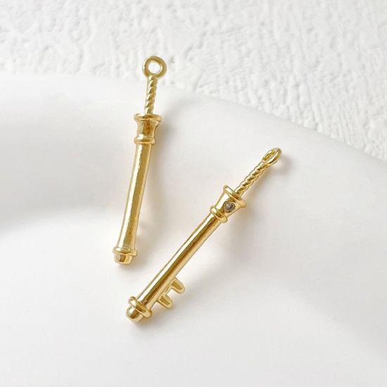 Picture of Brass Pearl Pendant Connector Bail Pin Cap Multicolor Key 21mm x 4mm                                                                                                                                                                                          