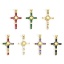 Immagine di 1 Pz Ottone Religione Ciondoli Croce 18K Vero Oro Placcato Micro Spianare Multicolore Cubic Zirconiae 3.5cm x 1.8cm