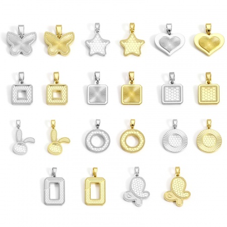 1 Pièce Pendentif Breloque en Laiton Plaqué Or Véritable