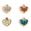 Imagen de 1 Unidad 316L Acero Inoxidable piedra del zodíaco Colgantes Charms Corazón 18K Oro lleno Multicolor Rhinestone
