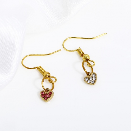 Image de 1 Pièce Breloques en 316L Acier Inoxydable Pierres de Naissance Cœur 18k Or Rempli à Strass Coloré
