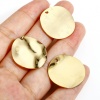 Picture of 316 Stainless Steel Geometry Series Charms 18K Real Gold Plated Round Disc Wave