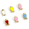 Bild von 1 Stück 304 Edelstahl Ozean Schmuck Perlen für die Herstellung von DIY-Charme-Schmuck Fisch Vergoldet Bunt Emaille