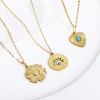 Picture of 304 Stainless Steel & Stone Boho Chic Bohemia Charms Gold Plated Round Evil Eye Clear Rhinestone