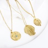 Picture of 304 Stainless Steel & Stone Boho Chic Bohemia Charms Gold Plated Round Evil Eye Clear Rhinestone