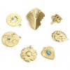 Picture of 304 Stainless Steel & Stone Boho Chic Bohemia Charms Gold Plated Round Evil Eye Clear Rhinestone