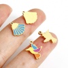 Picture of 316L Stainless Steel Stylish Charms 18K Real Gold Plated Multicolor Bird Animal Shell Enamel