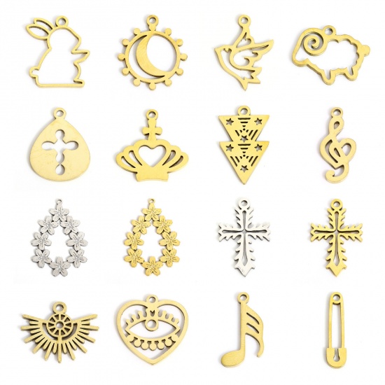 Picture of 316L Stainless Steel Stylish Charms Multicolor Cross Hollow