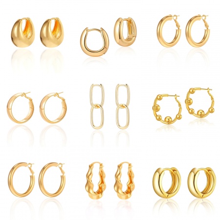 Eco-friendly Stylish Exquisite 18K Real Gold Plated Brass Hoop Earrings For Women Gift Eco-friendly Stylish Exquisite 18K Real Gold Plated Brass Hoop Earrings For Women Gift