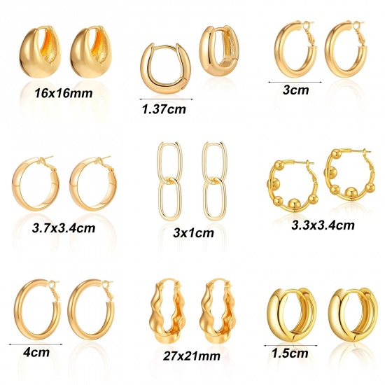Picture of Eco-friendly Stylish Exquisite 18K Real Gold Plated Brass Hoop Earrings For Women Gift