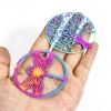 Picture of 304 Stainless Steel Filigree Stamping Pendants Multicolor Half Moon Angel Hollow