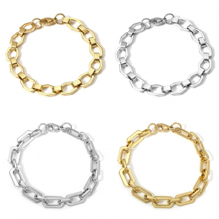 1 Strang 304 Edelstahl Gliederkette Kette Armband Mit Karabiner Verschluss 19cm lang