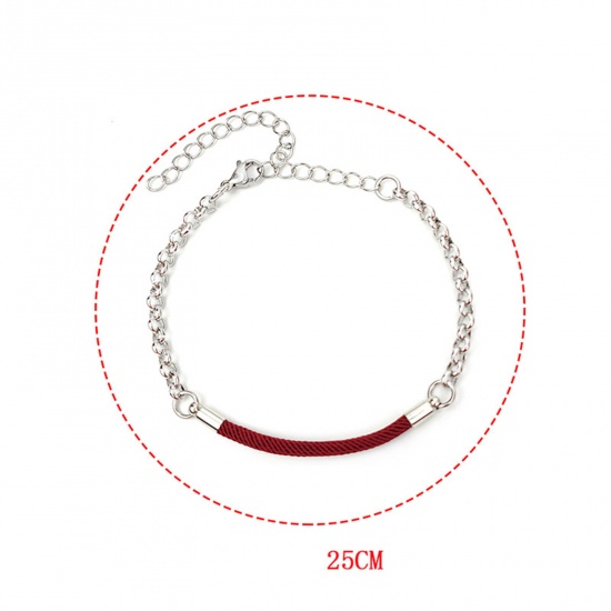 Immagine di 1 Pz 304 Acciaio Inossidabile Cavo Catena Braccialetti Intrecciati Tono Argento 17cm Lunghezza