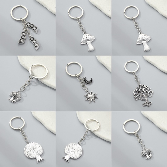 Picture of Pastoral Style Keychain & Keyring Antique Silver Color Pineapple/ Ananas Fruit Grape