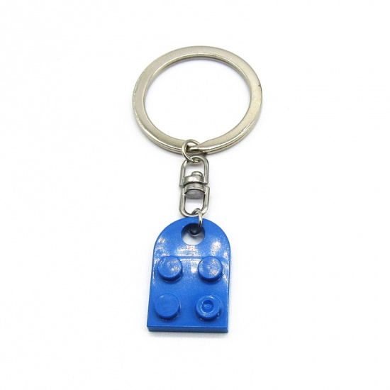 Picture of ABS Splicing Keychain & Keyring Silver Tone Multicolor Heart Building Blocks