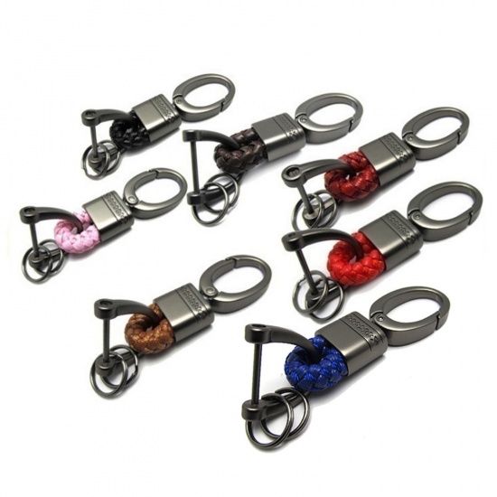 Picture of Stylish Keychain & Keyring Gunmetal Multicolor Weave Textured