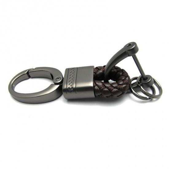 Picture of Stylish Keychain & Keyring Gunmetal Multicolor Weave Textured