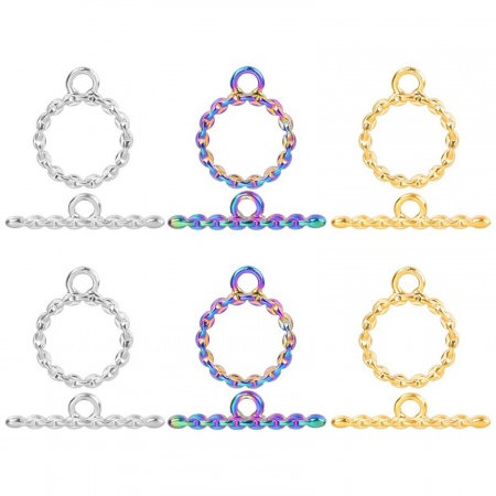 2 PCs Vacuum Plating 304 Stainless Steel Toggle Clasps