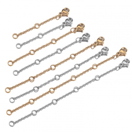 Immagine di 2 Pz 304 Acciaio Inossidabile Estensione Catene Per Bracciale Collana Gioielli Con Aragosta Fermagli Fibbia