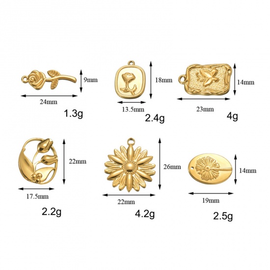 Picture of 304 Stainless Steel Retro Charms Gold Plated