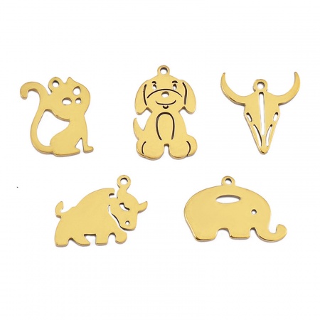 304 Stainless Steel Cute Charms Multicolor Cat Animal Dog
