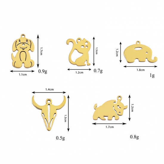 Immagine di 5 Pz 304 Acciaio Inossidabile Carino Charms Gatto Multicolore Cane