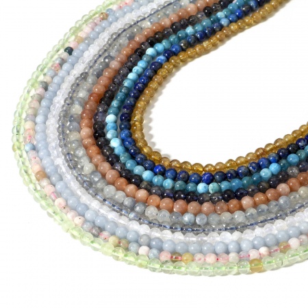 (Grade A) Gemstone ( Natural ) Loose Beads For DIY Jewelry Making Round Multicolor About 4mm Dia.