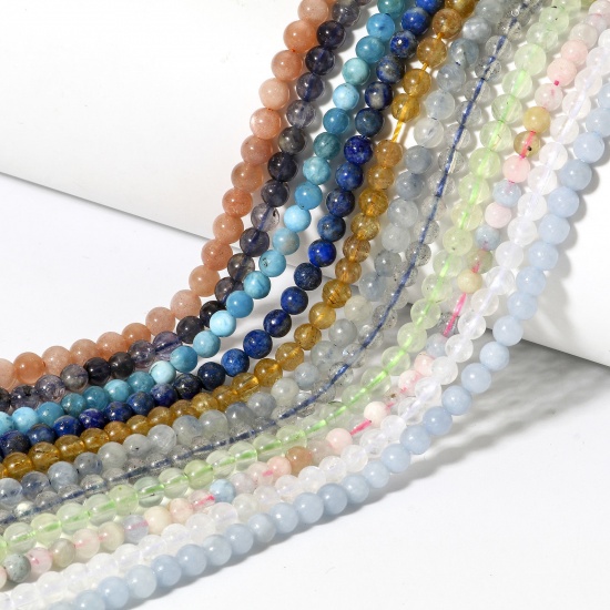 Immagine di 1 Filo (Grado A) Gemma ( Naturale ) Perline per la Creazione di Gioielli con Ciondoli Fai-da-te Multicolore Tondo 4mm Dia.