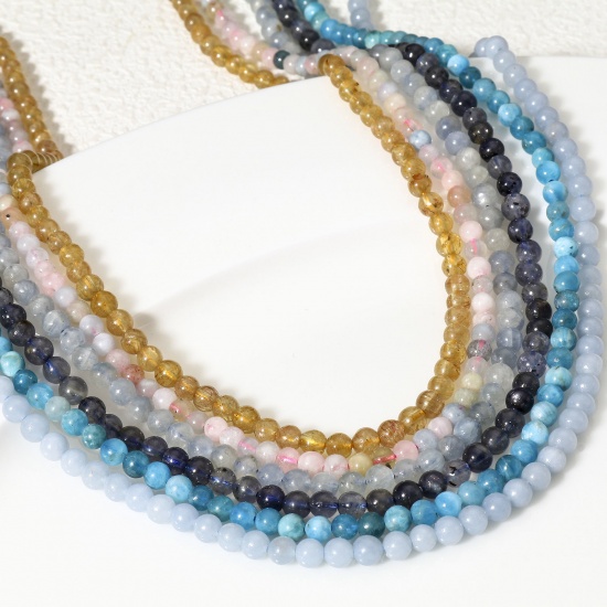 Immagine di 1 Filo (Grado A) Gemma ( Naturale ) Perline per la Creazione di Gioielli con Ciondoli Fai-da-te Multicolore Tondo 4mm Dia.