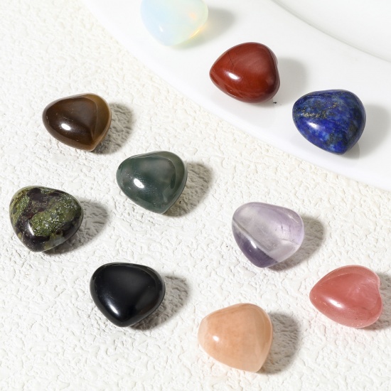 Picture of (Grade B) Gemstone ( Natural ) Loose Beads For DIY Charm Jewelry Making (No Hole) Heart About 15mm x 15mm