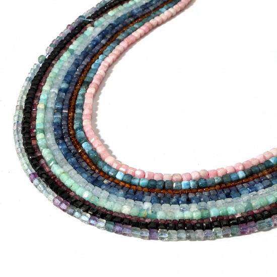 Immagine di 1 Filo (Grado A) Gemma ( Naturale ) Perline per la Creazione di Gioielli con Ciondoli Fai-da-te Multicolore Cubo Sezione