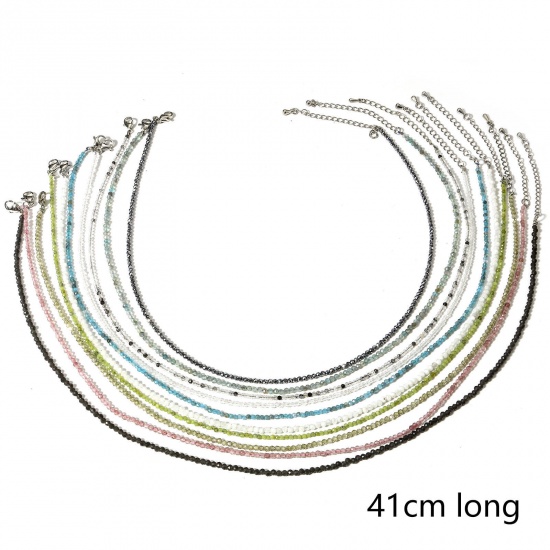 Picture of (Grade A) Gemstone ( Natural ) Beaded Necklace Multicolor Round Faceted 41cm(16 1/8") long