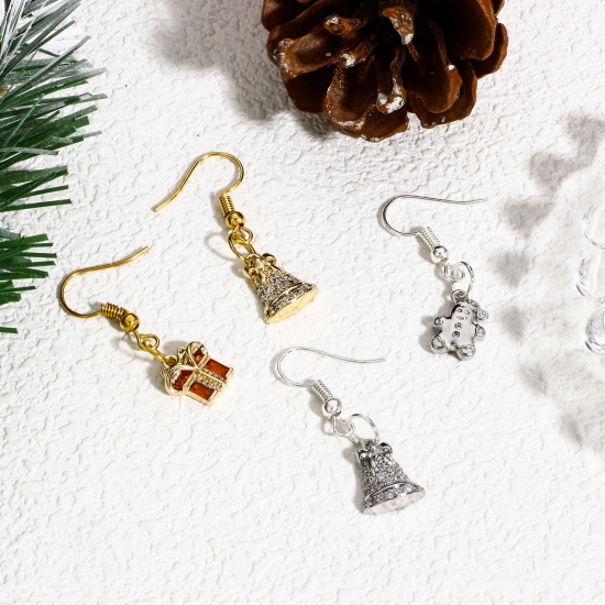 Immagine di 1 Pz Ottone Natale Charms Vero Oro Placcato Trasparente Cubic Zirconiae