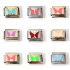 Immagine di 1 Pz 304 Acciaio Inossidabile Bracciale con Charm Italiano a Maglie, Creazione di Gioielli Fai-da-te Tono Argento Multicolore Rettangolo Farfalla Smalto 10mm x 9mm