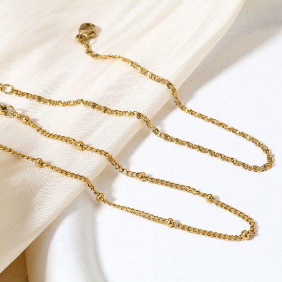 Picture of Eco-friendly Vacuum Plating 304 Stainless Steel Bracelets Gold Plated With Lobster Claw Clasp And Extender Chain 18.5cm(7 2/8") long