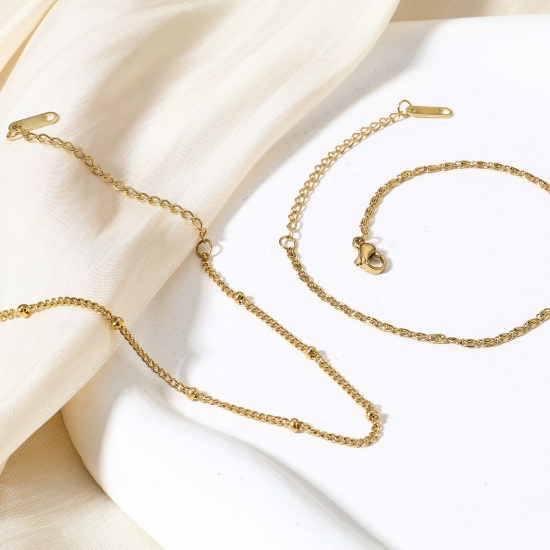 Picture of Eco-friendly Vacuum Plating 304 Stainless Steel Bracelets Gold Plated With Lobster Claw Clasp And Extender Chain 18.5cm(7 2/8") long