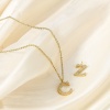 Picture of Eco-friendly Vacuum Plating 304 Stainless Steel Charms 18K Real Gold Plated Capital Alphabet Initial Letter Message " A-Z " Micro Pave Clear Cubic Zirconia