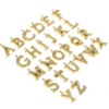 Picture of Eco-friendly Vacuum Plating 304 Stainless Steel Charms 18K Real Gold Plated Capital Alphabet Initial Letter Message " A-Z " Micro Pave Clear Cubic Zirconia