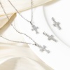 Picture of Eco-friendly Vacuum Plating 304 Stainless Steel Religious Charm Pendant Real Platinum Plated Cross Micro Pave