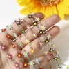 Bild von 1 Strang 304 Edelstahl Armband Silberfarbe Gänseblümchen Doppelseitige Emaille 18.5cm lang