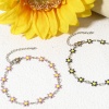 Bild von 1 Strang 304 Edelstahl Armband Silberfarbe Gänseblümchen Doppelseitige Emaille 18.5cm lang
